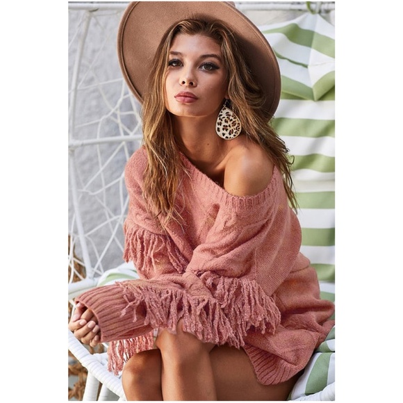 BellanBlue Sweaters - 024 Cozy Pink Fringe detail Sweater Top